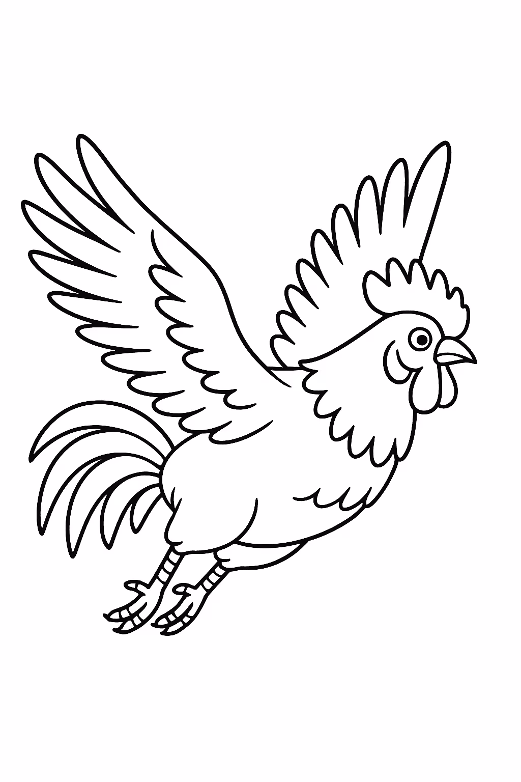 Galo voando para colorir — desenho para imprimir