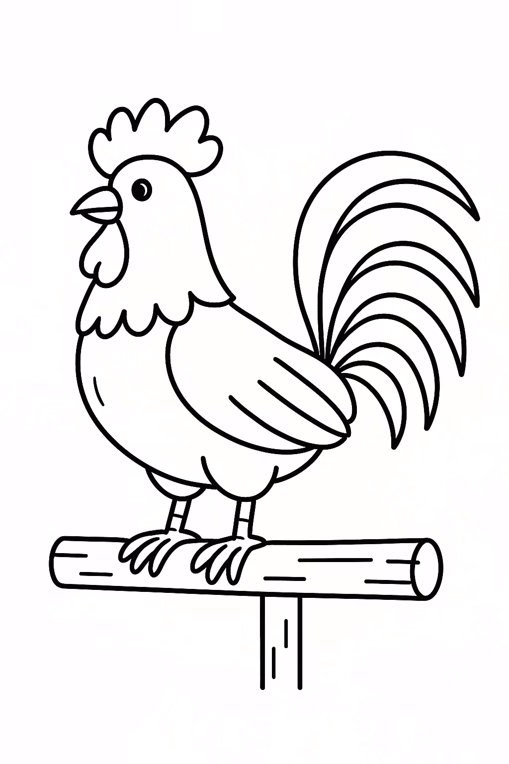 Galo poleiro para colorir — desenho para imprimir
