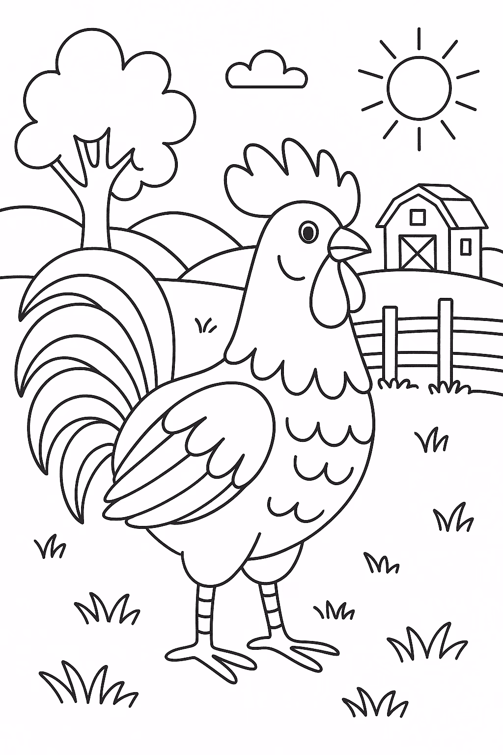 Galo caipira para colorir — desenho para imprimir