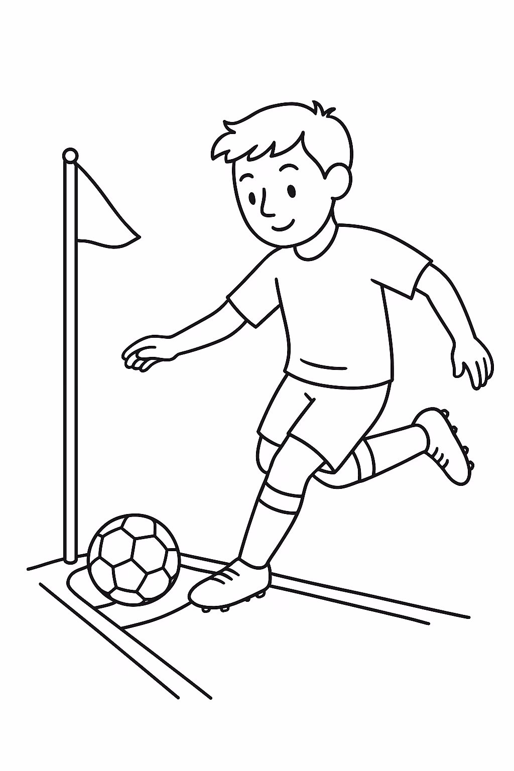 Jogador escanteio para colorir — desenho para imprimir