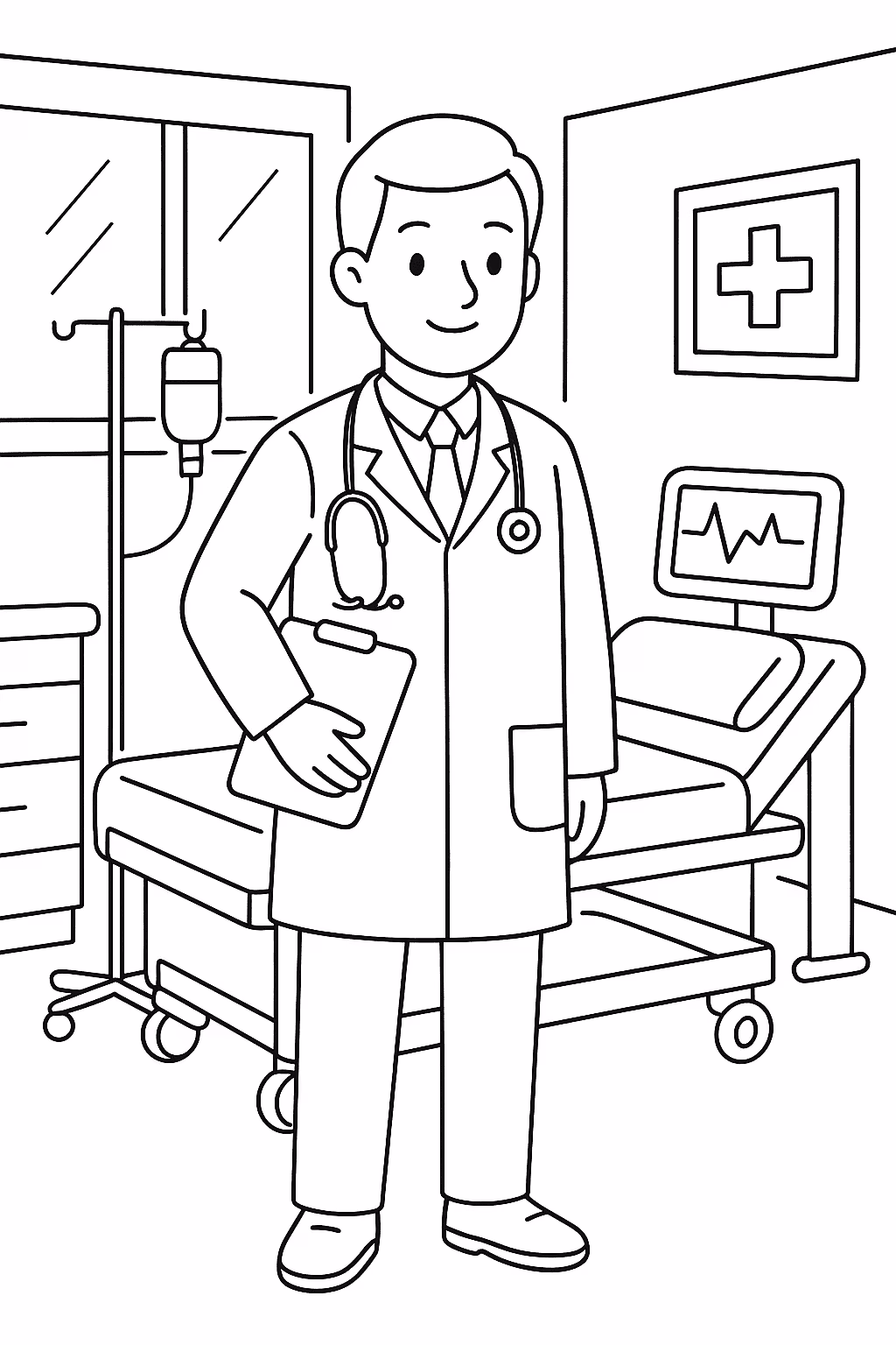 Medico hospital para colorir — desenho para imprimir