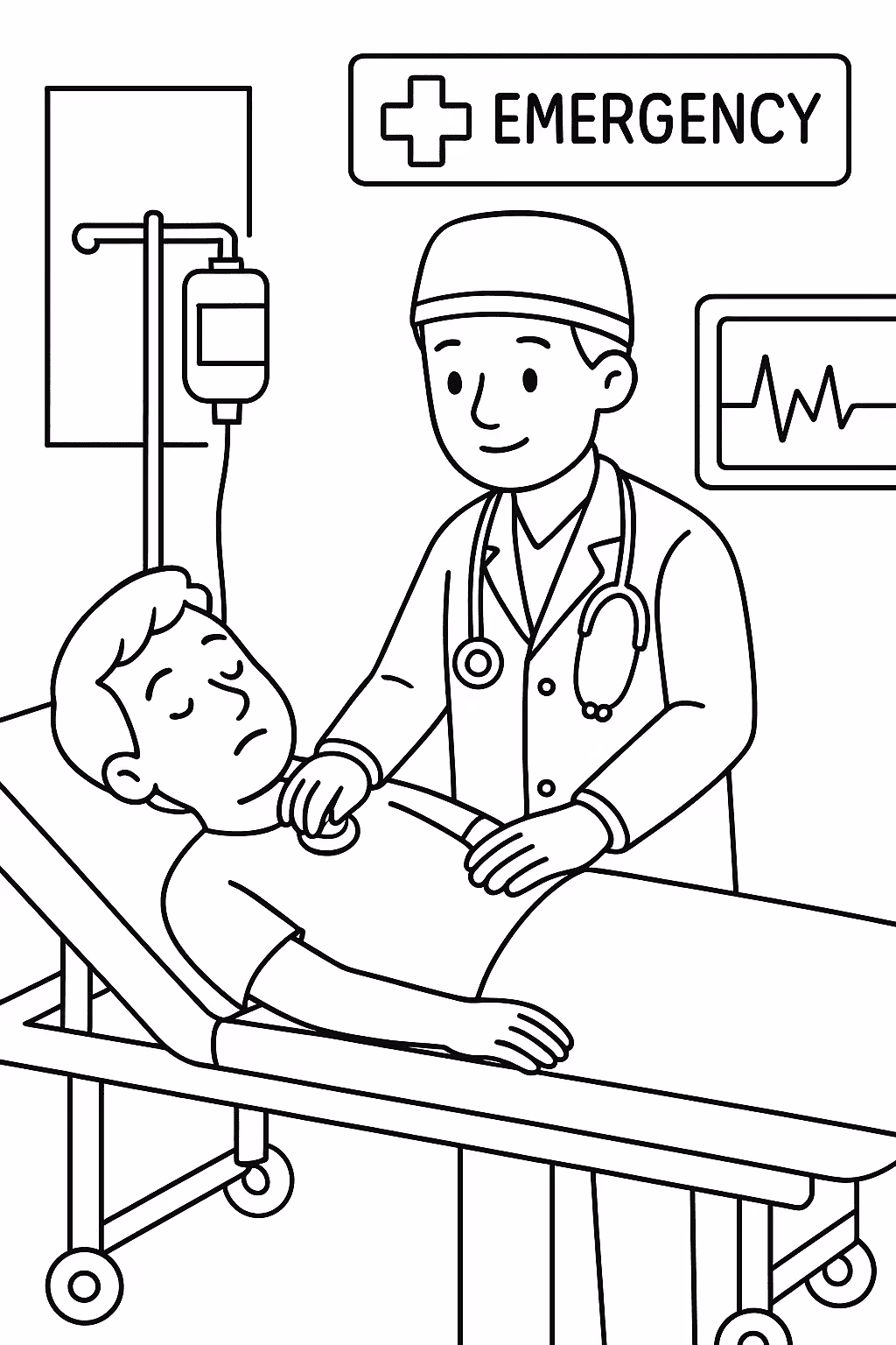 Medico emergencia para colorir — desenho para imprimir