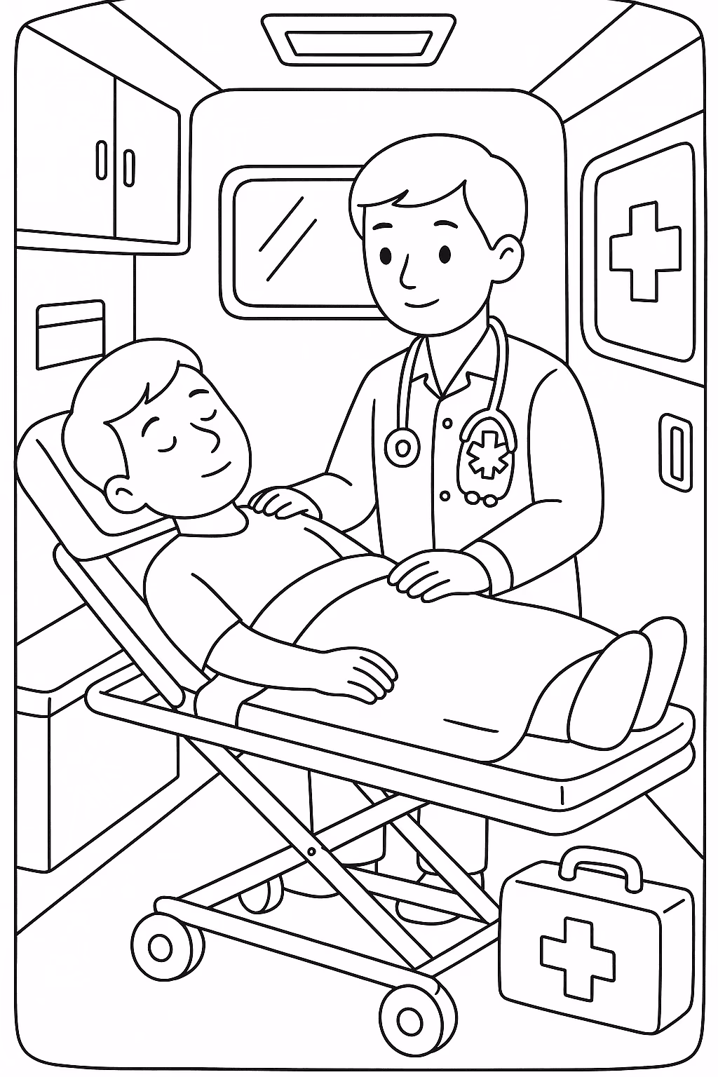 Medico ambulancia para colorir — desenho para imprimir