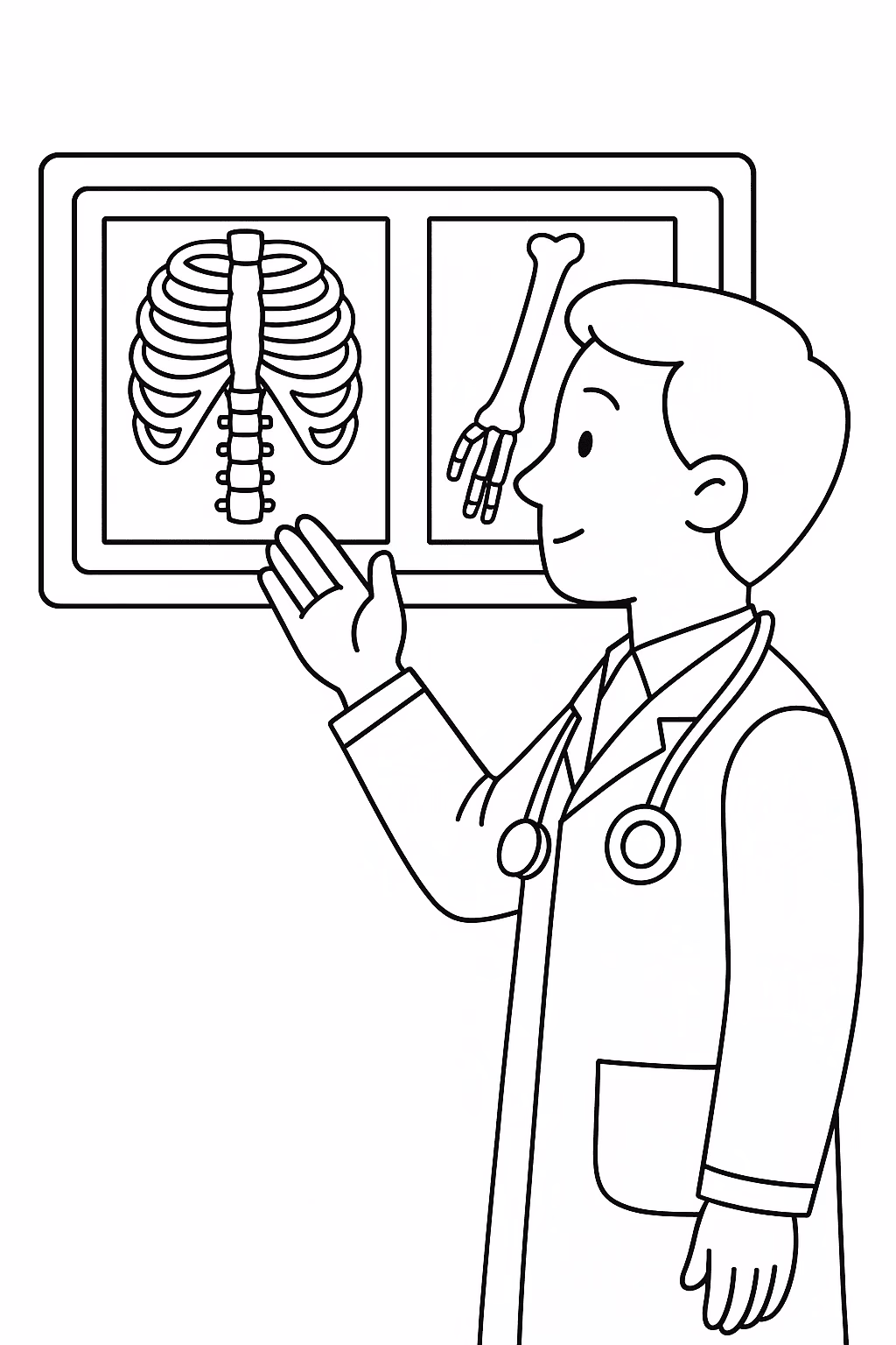 Medico raio x para colorir — desenho para imprimir