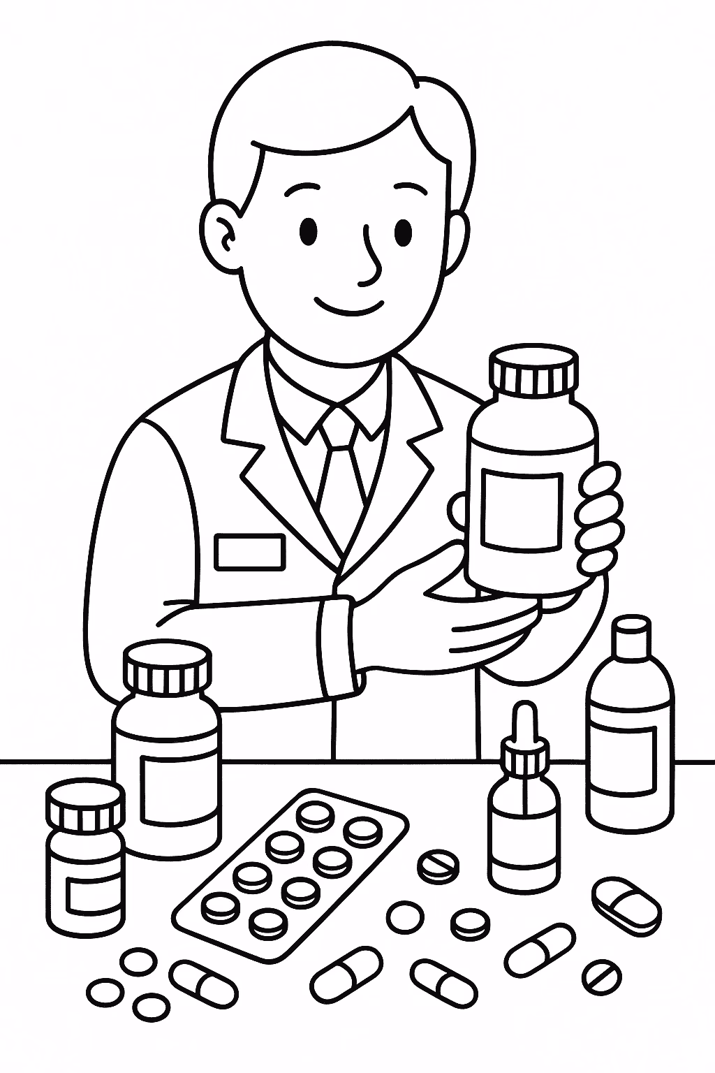 Medico medicamentos para colorir — desenho para imprimir
