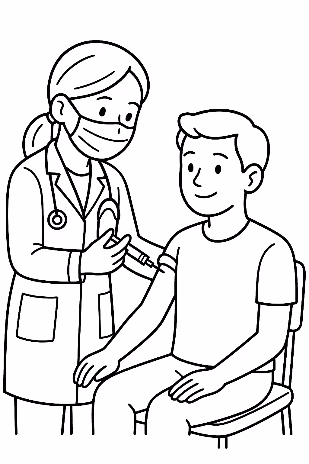 Medico vacina para colorir — desenho para imprimir