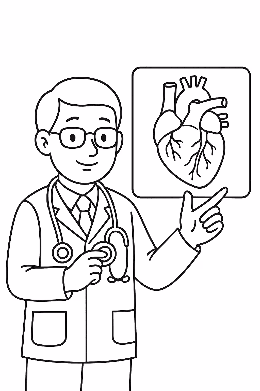Medico cardiologista para colorir — desenho para imprimir