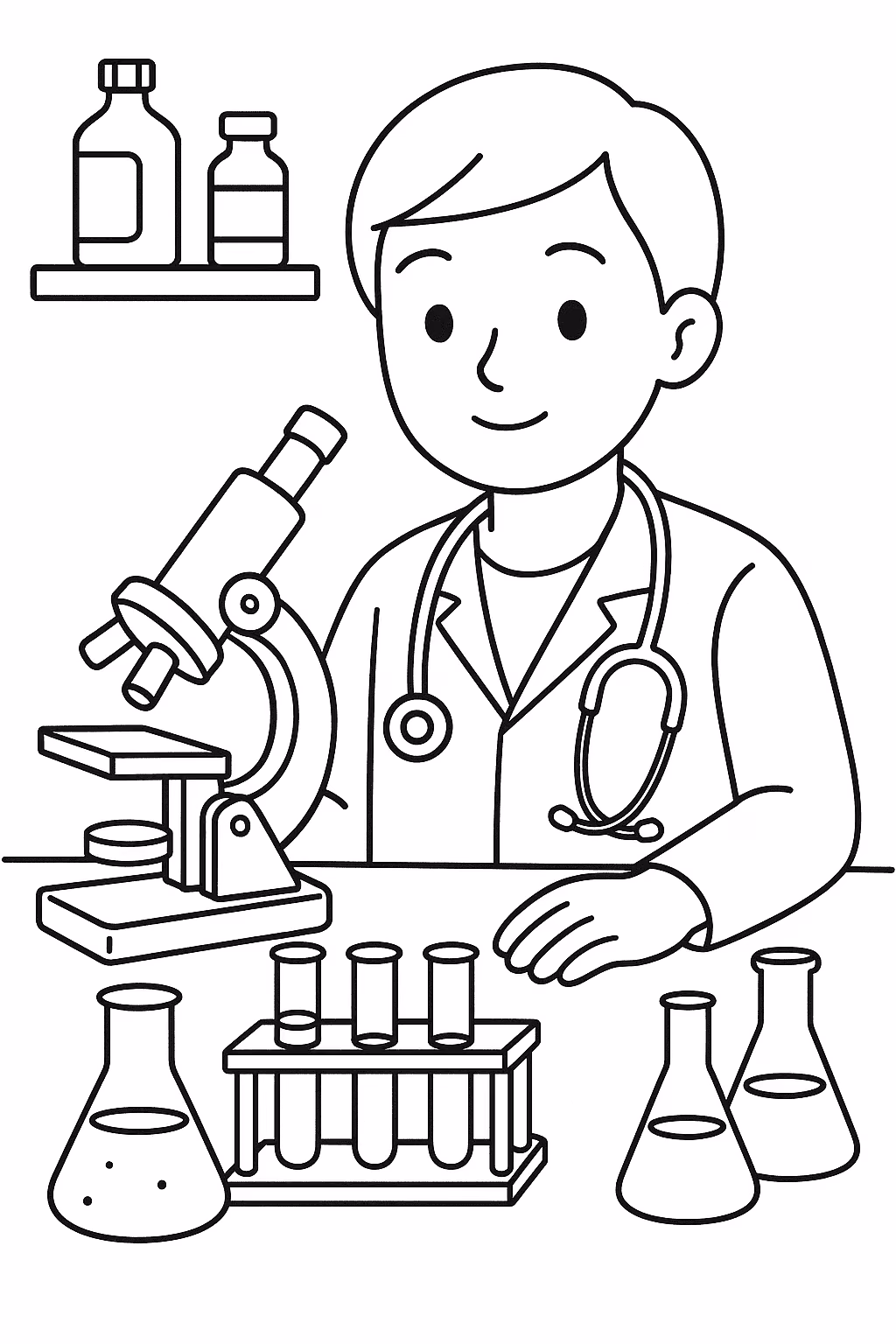 Medico laboratorio para colorir — desenho para imprimir