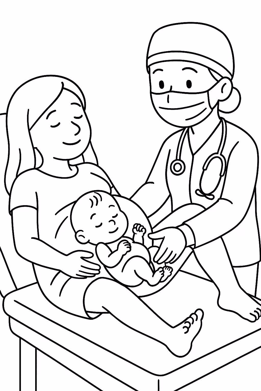 Medico parto para colorir — desenho para imprimir