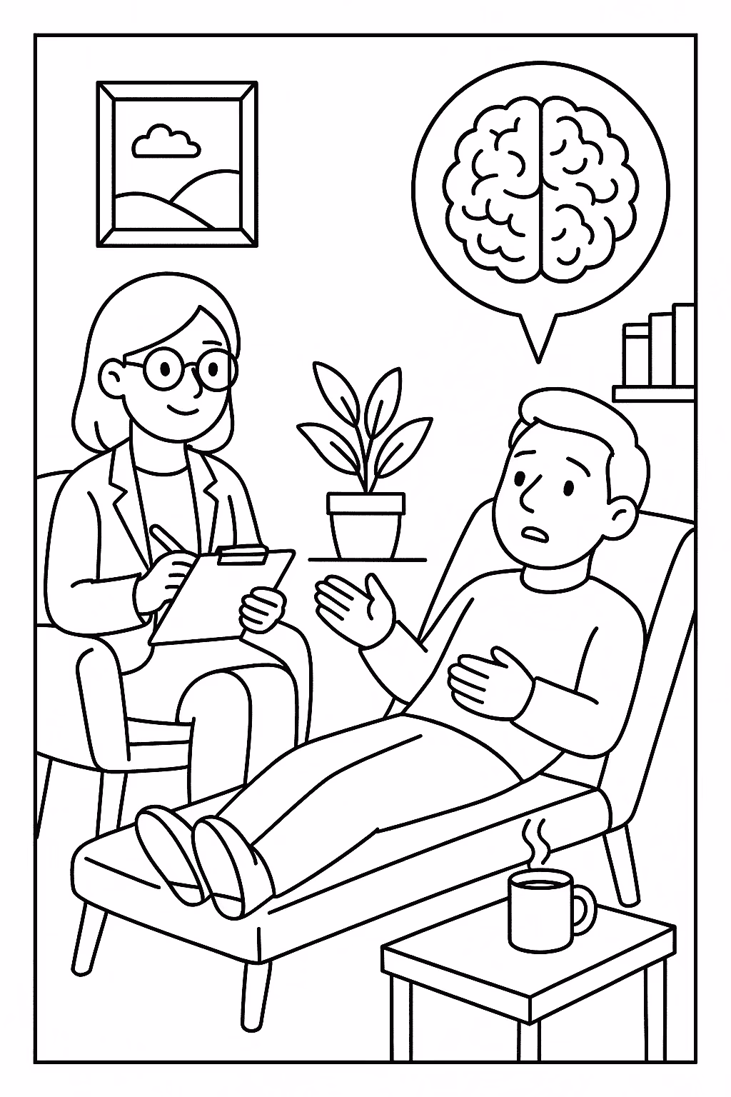 Medico psicologo para colorir — desenho para imprimir
