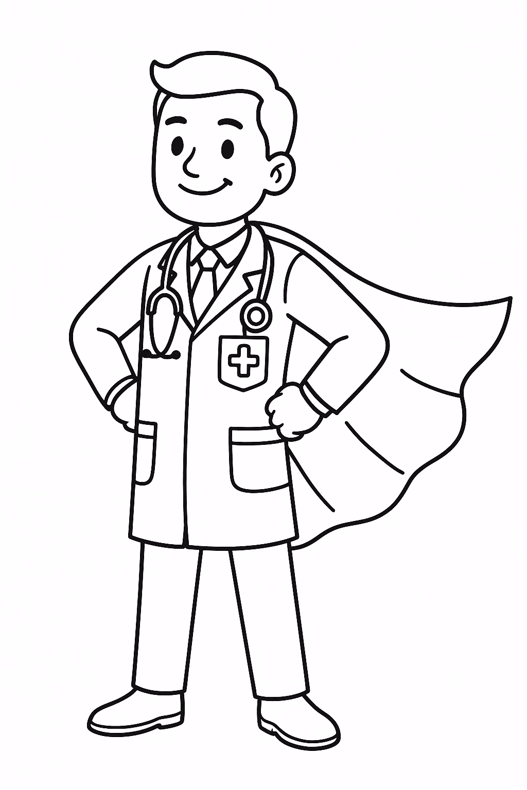 Medico heroico para colorir — desenho para imprimir