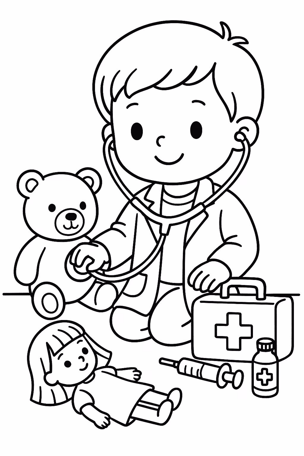 Medico crianca medico para colorir — desenho para imprimir
