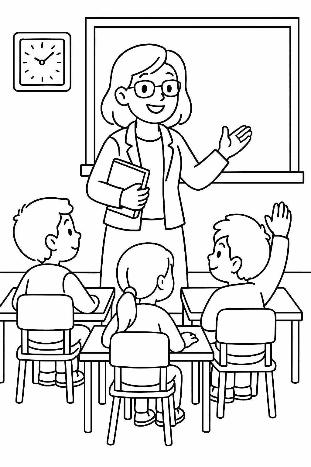 Professor sala aula para colorir — desenho para imprimir