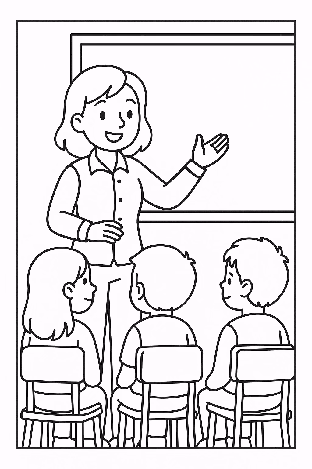 Professor explicando para colorir — desenho para imprimir