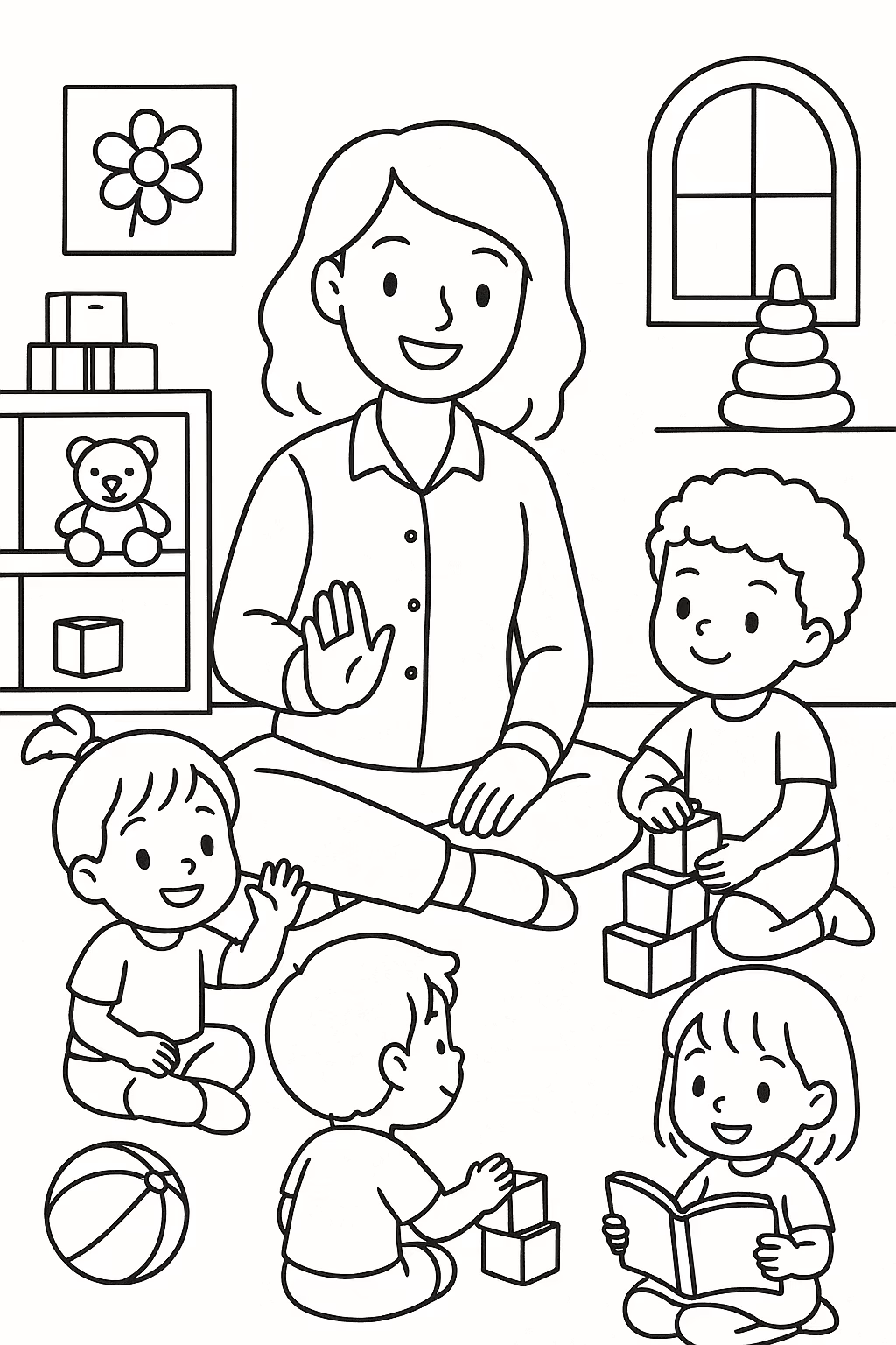 Professor infantil para colorir — desenho para imprimir