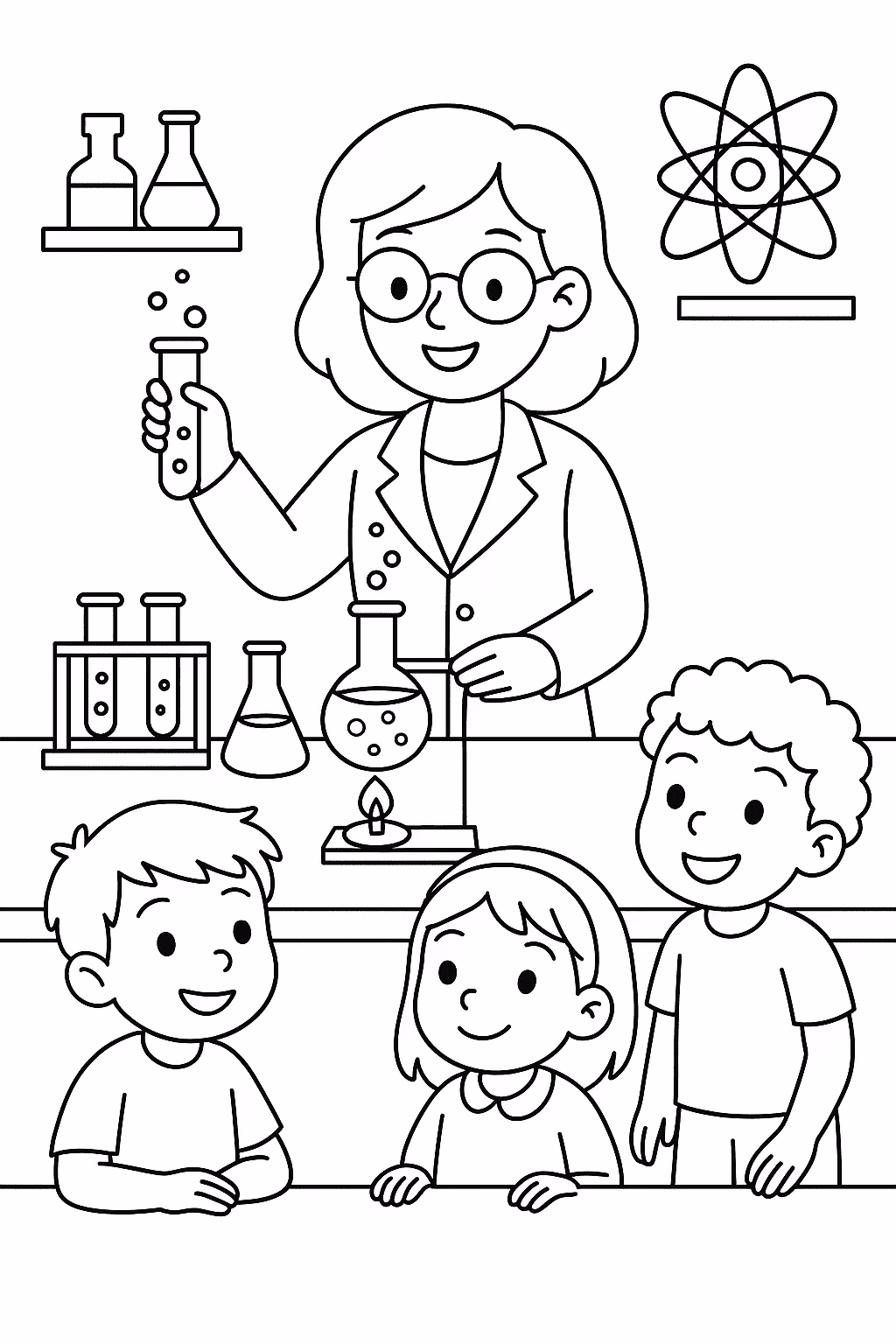 Professor laboratorio para colorir — desenho para imprimir