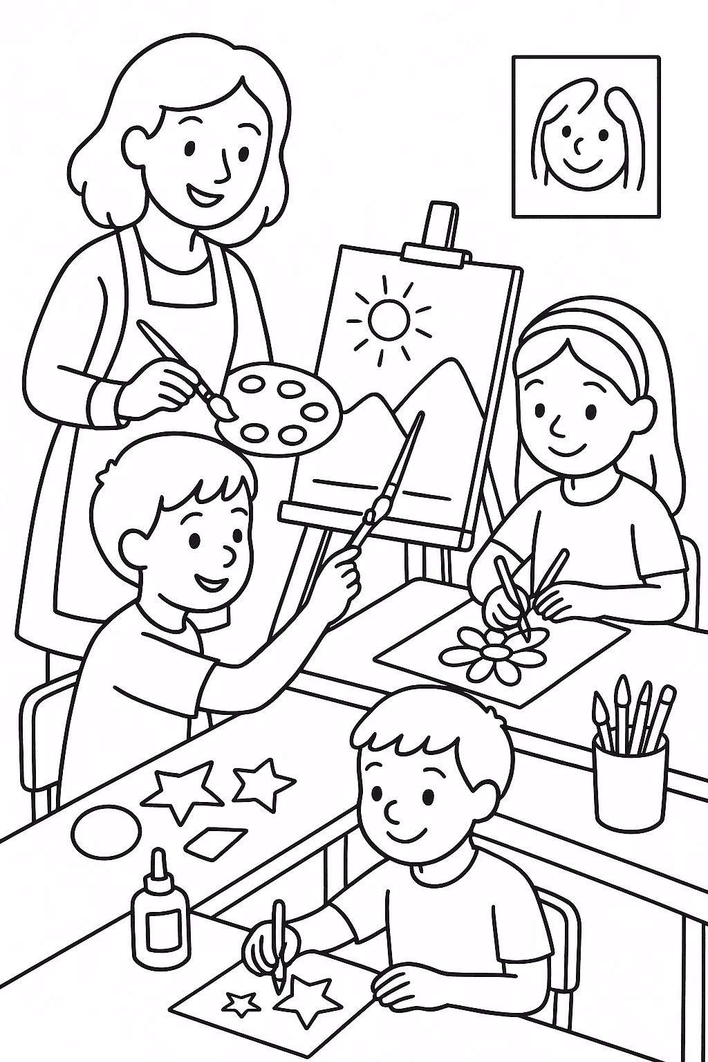 Professor arte para colorir — desenho para imprimir