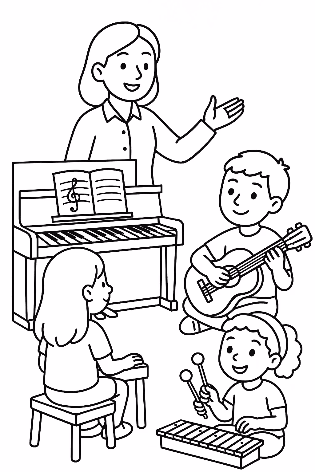 Professor musica para colorir — desenho para imprimir