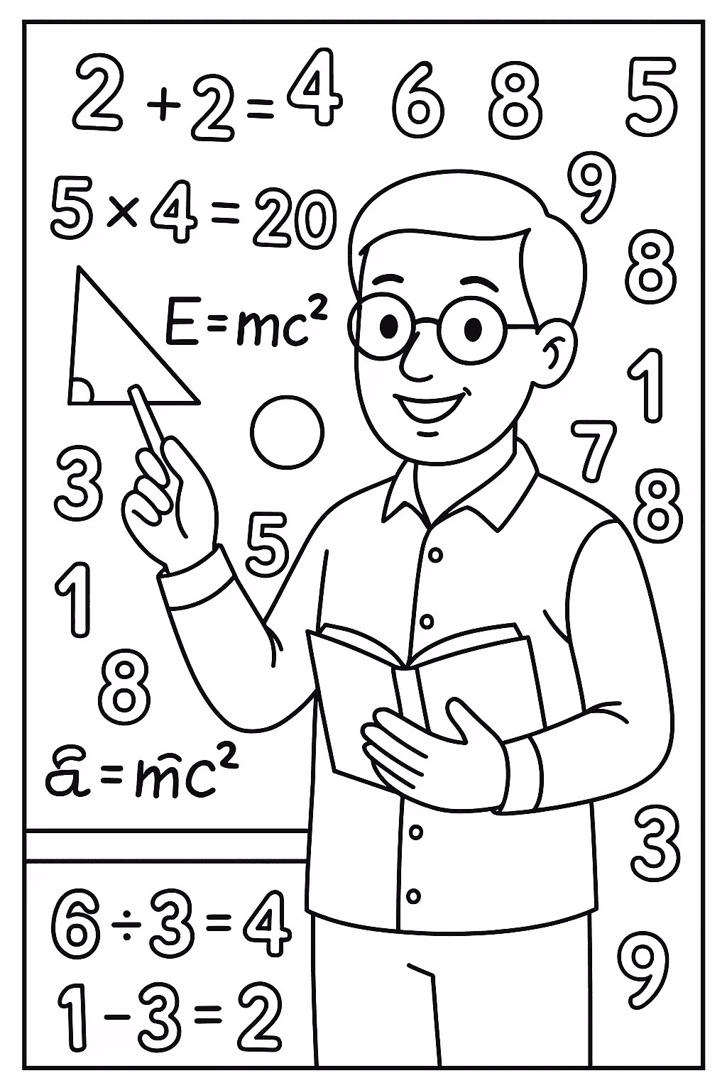 Professor matematica para colorir — desenho para imprimir