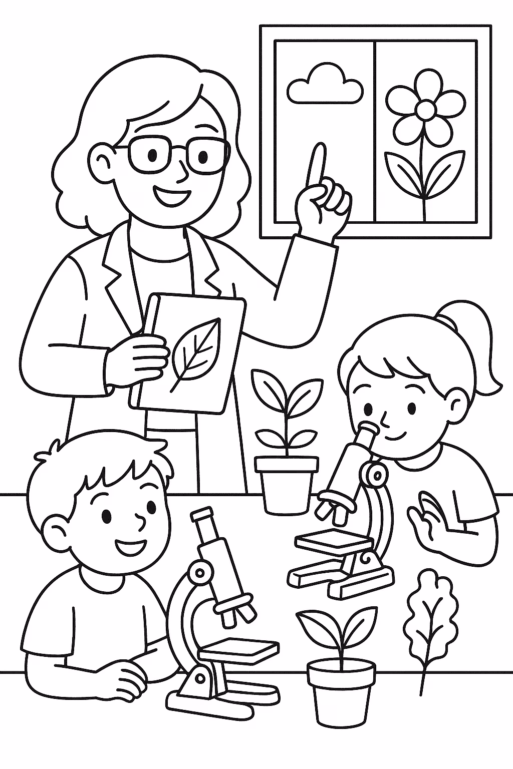 Professor ciencias para colorir — desenho para imprimir
