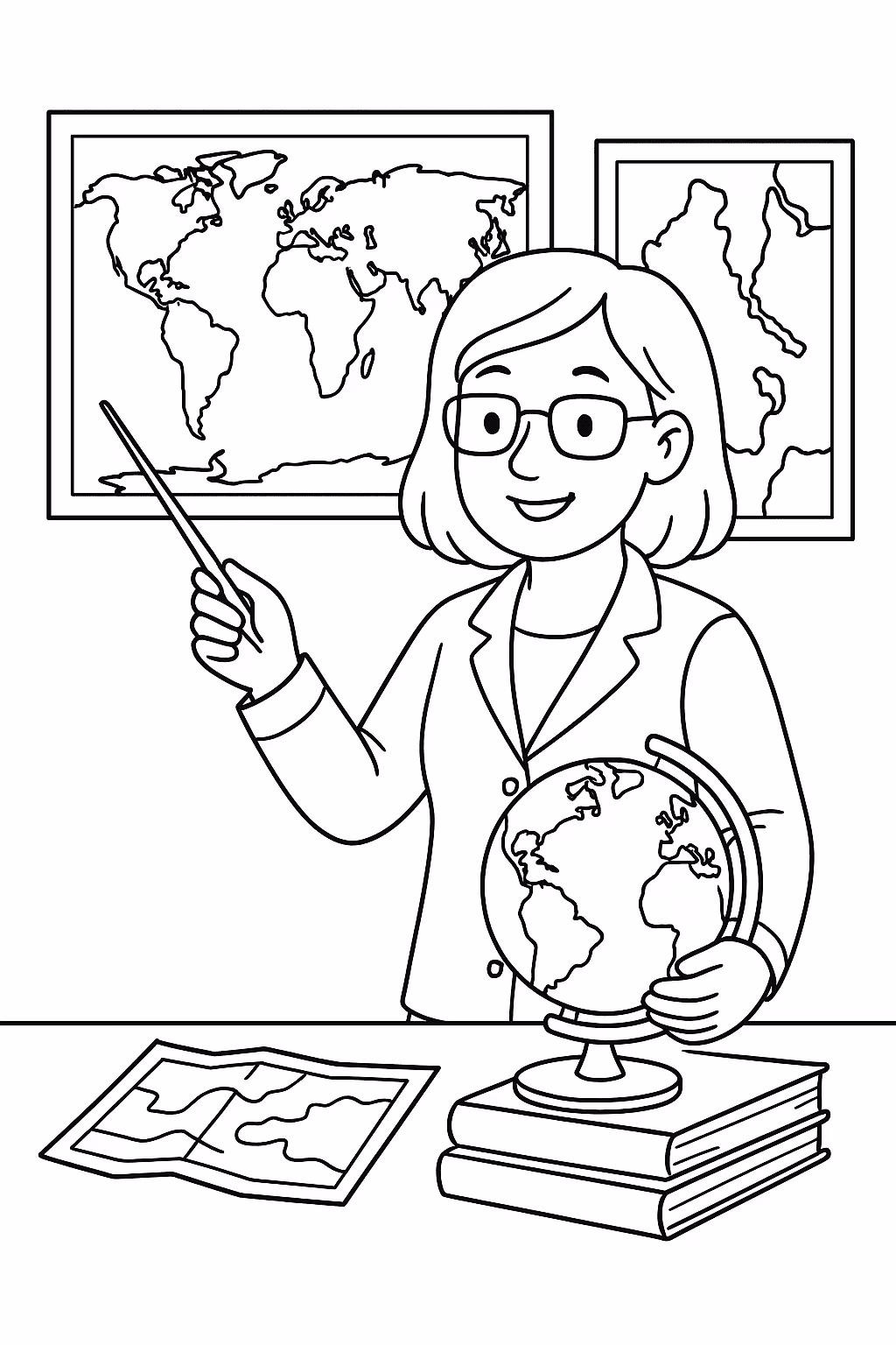 Professor geografia para colorir — desenho para imprimir