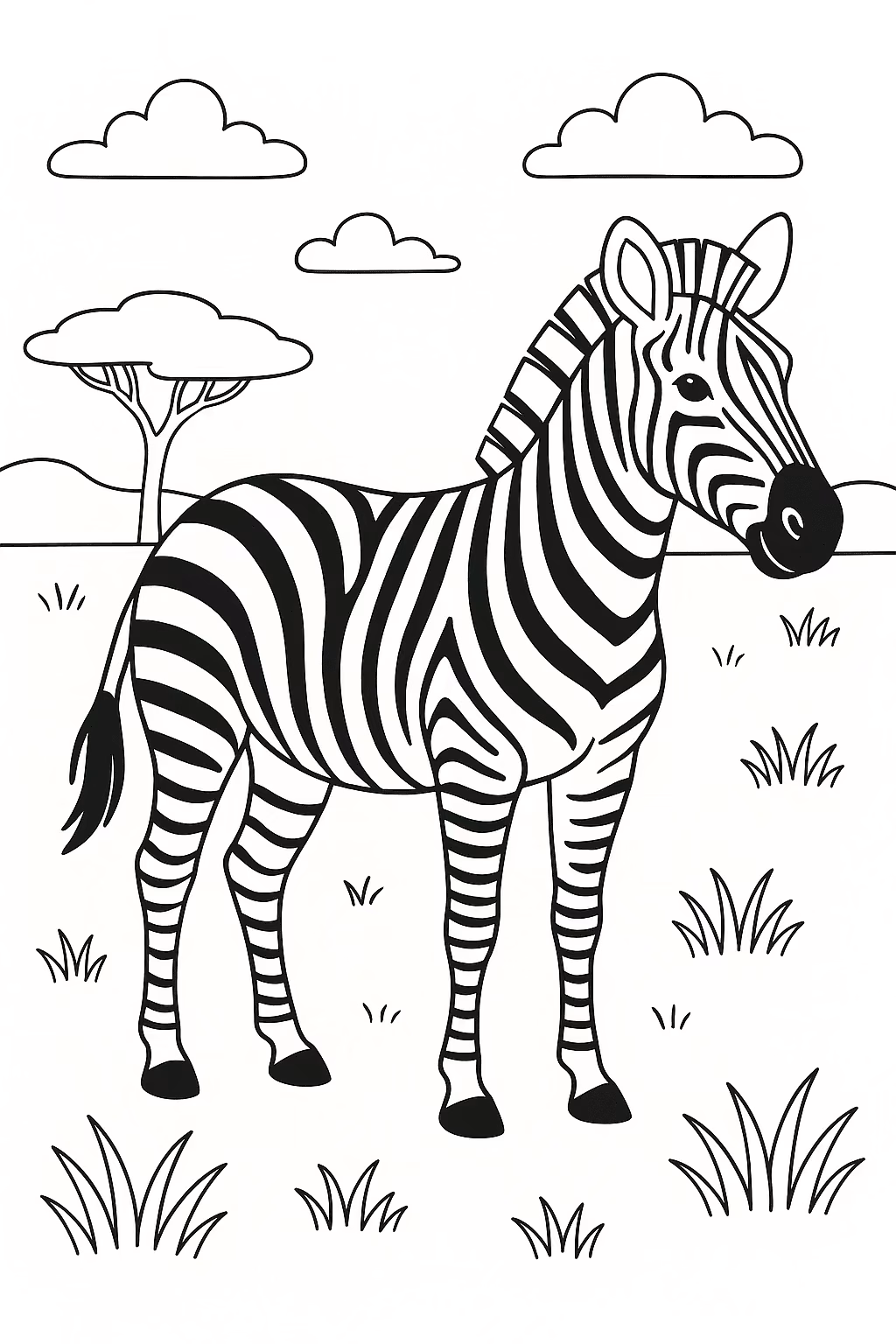 Safari zebra para colorir — desenho para imprimir