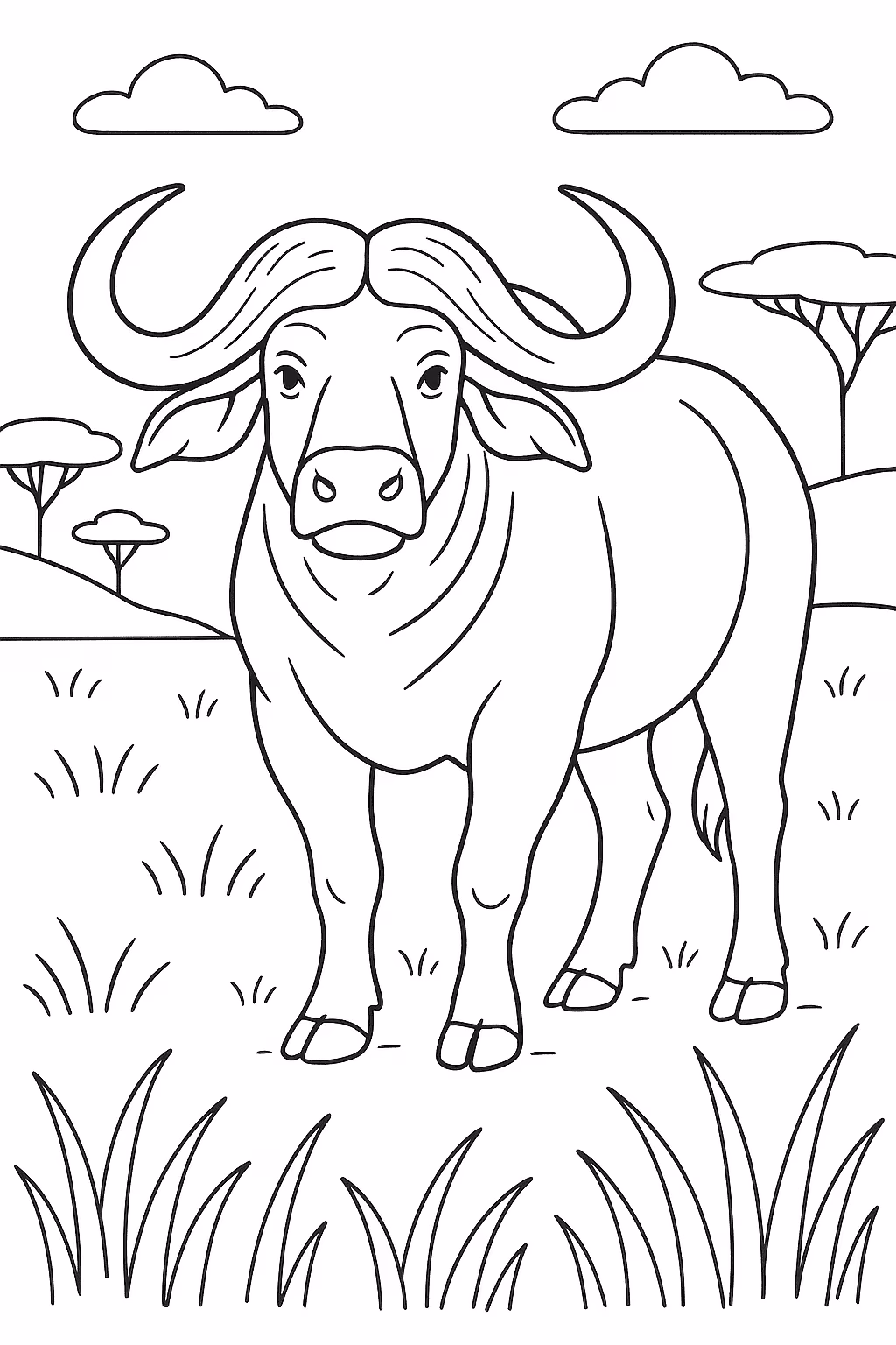 Safari buffalo para colorir — desenho para imprimir