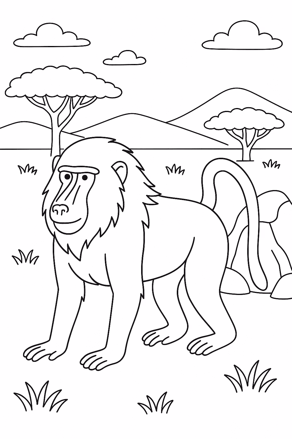 Safari macaco para colorir — desenho para imprimir