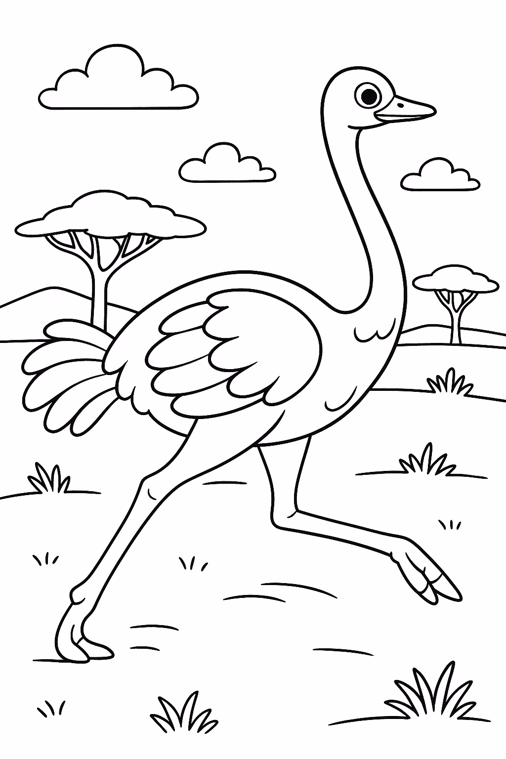Safari avestruz para colorir — desenho para imprimir
