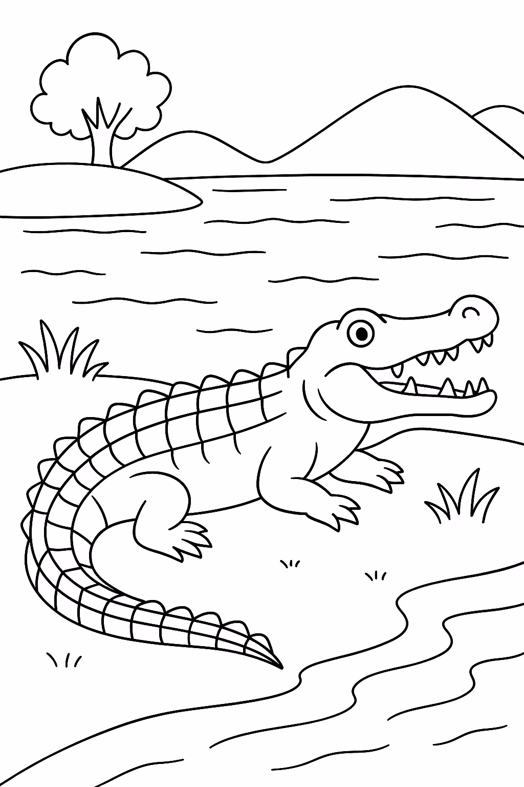 Safari crocodilo para colorir — desenho para imprimir