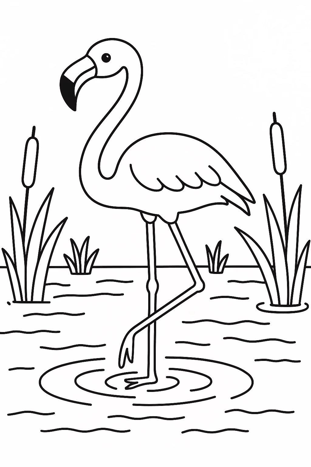 Safari flamingo para colorir — desenho para imprimir