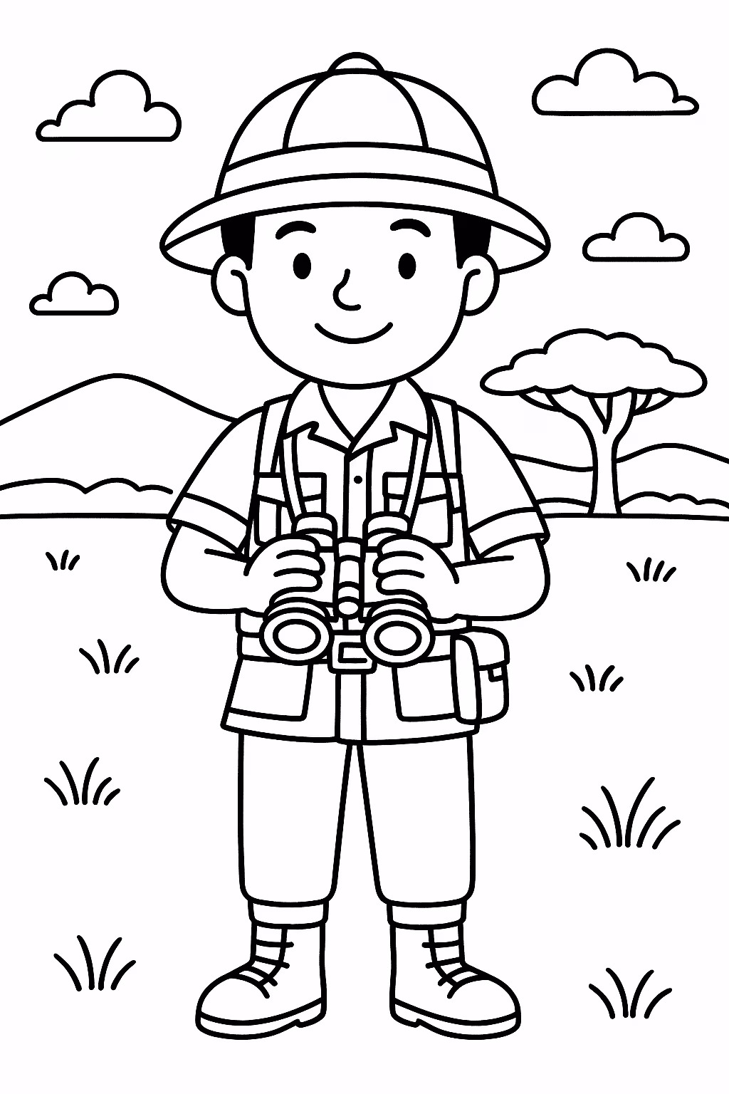 Safari guia para colorir — desenho para imprimir