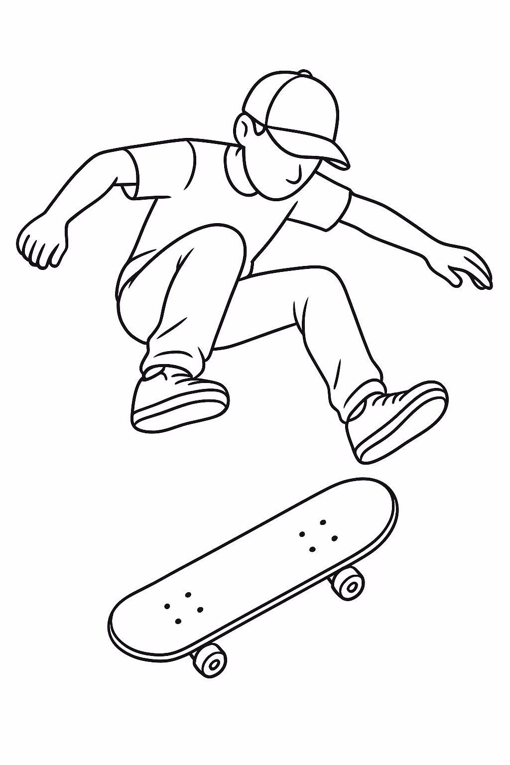 Skate kickflip para colorir — desenho para imprimir