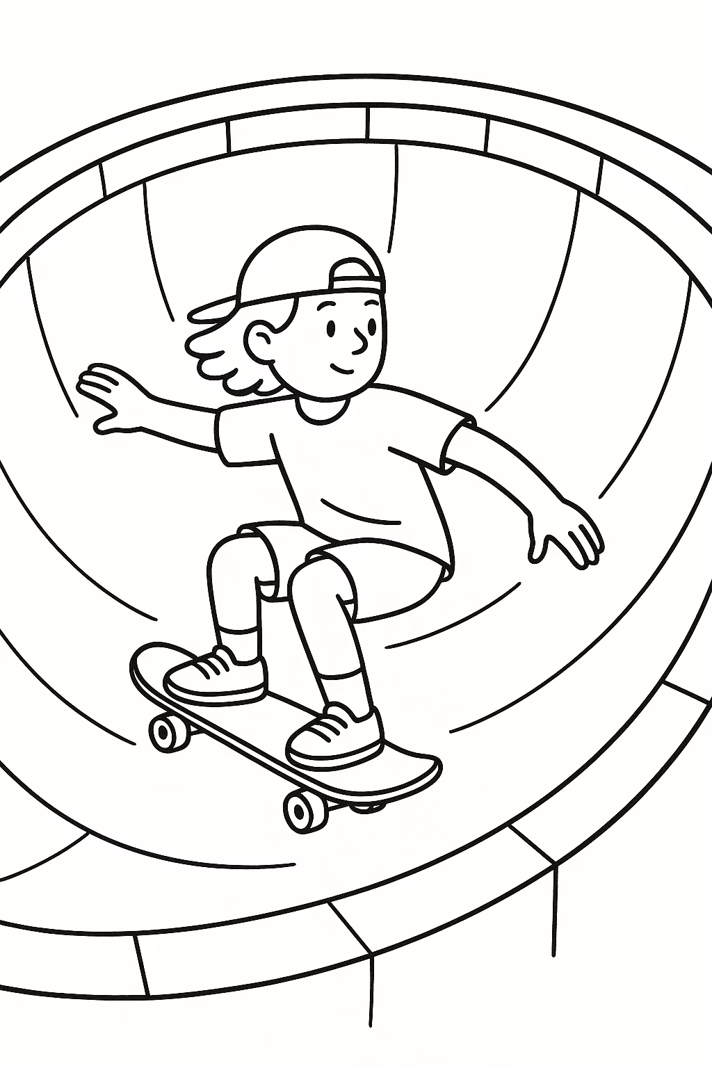 Skate bowl para colorir — desenho para imprimir