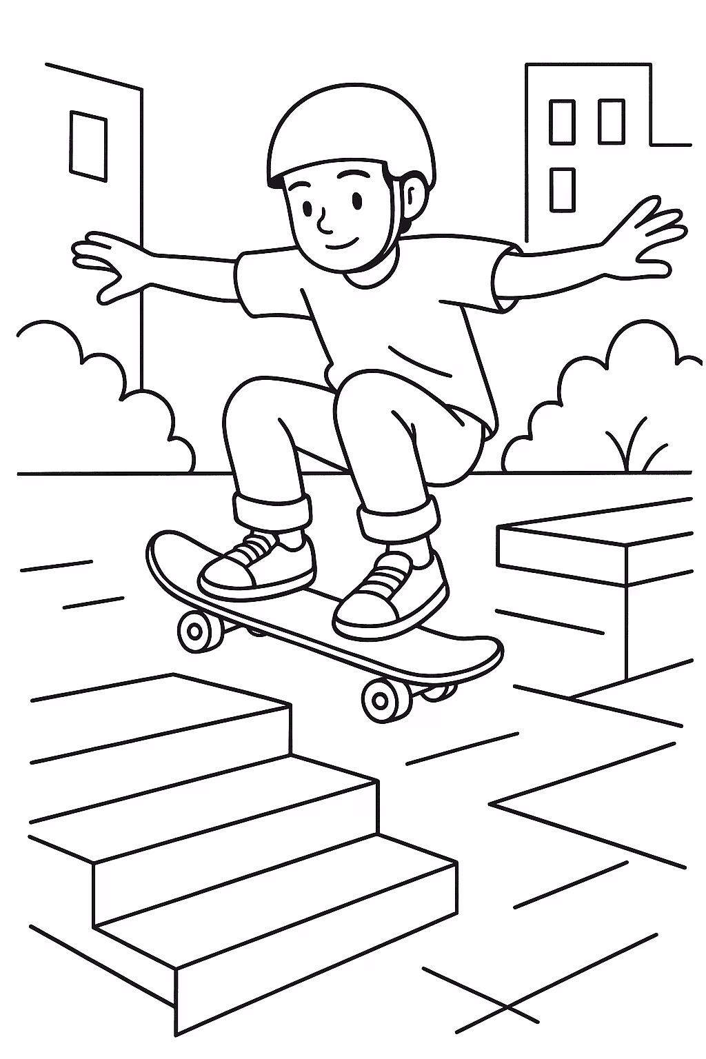 Skate street para colorir — desenho para imprimir