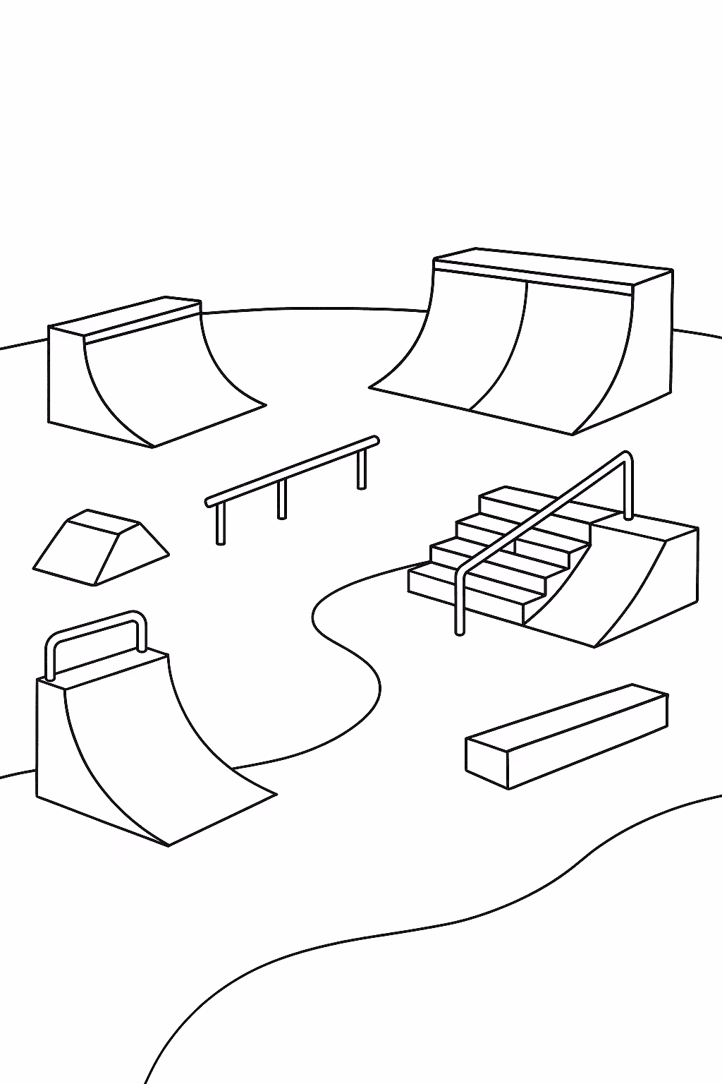 Skate pista para colorir — desenho para imprimir