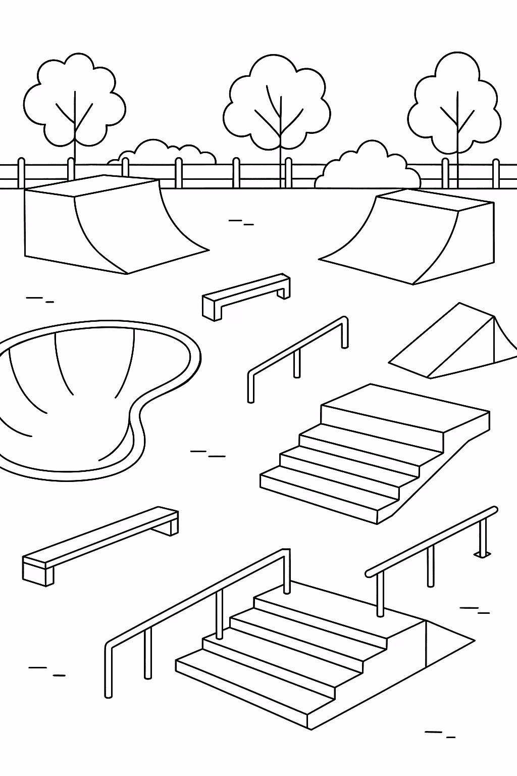 Skate park para colorir — desenho para imprimir