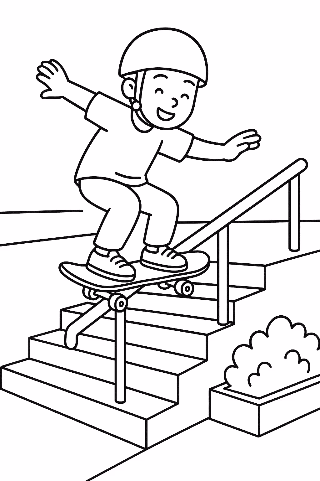 Skate escada para colorir — desenho para imprimir