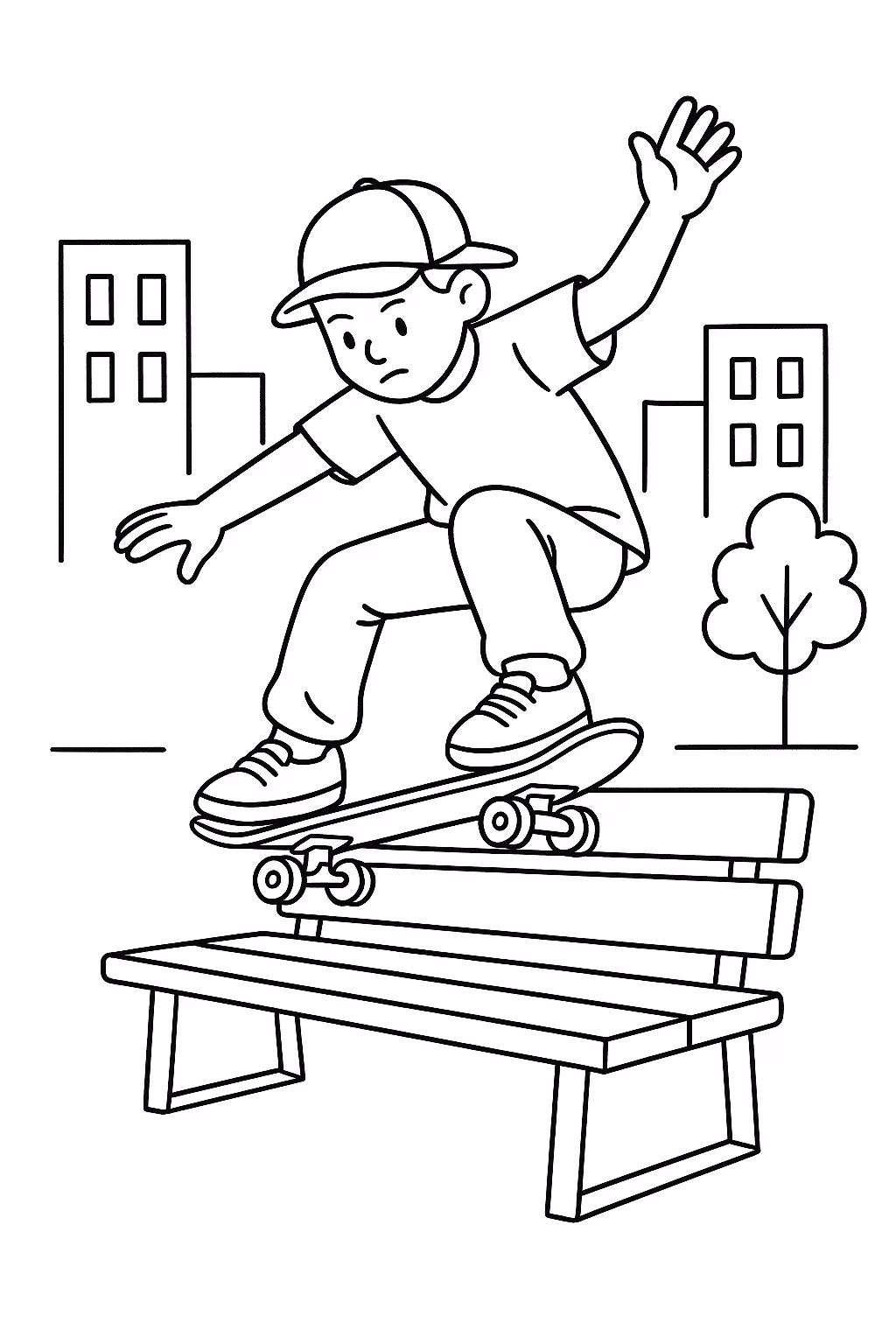 Skate banco para colorir — desenho para imprimir