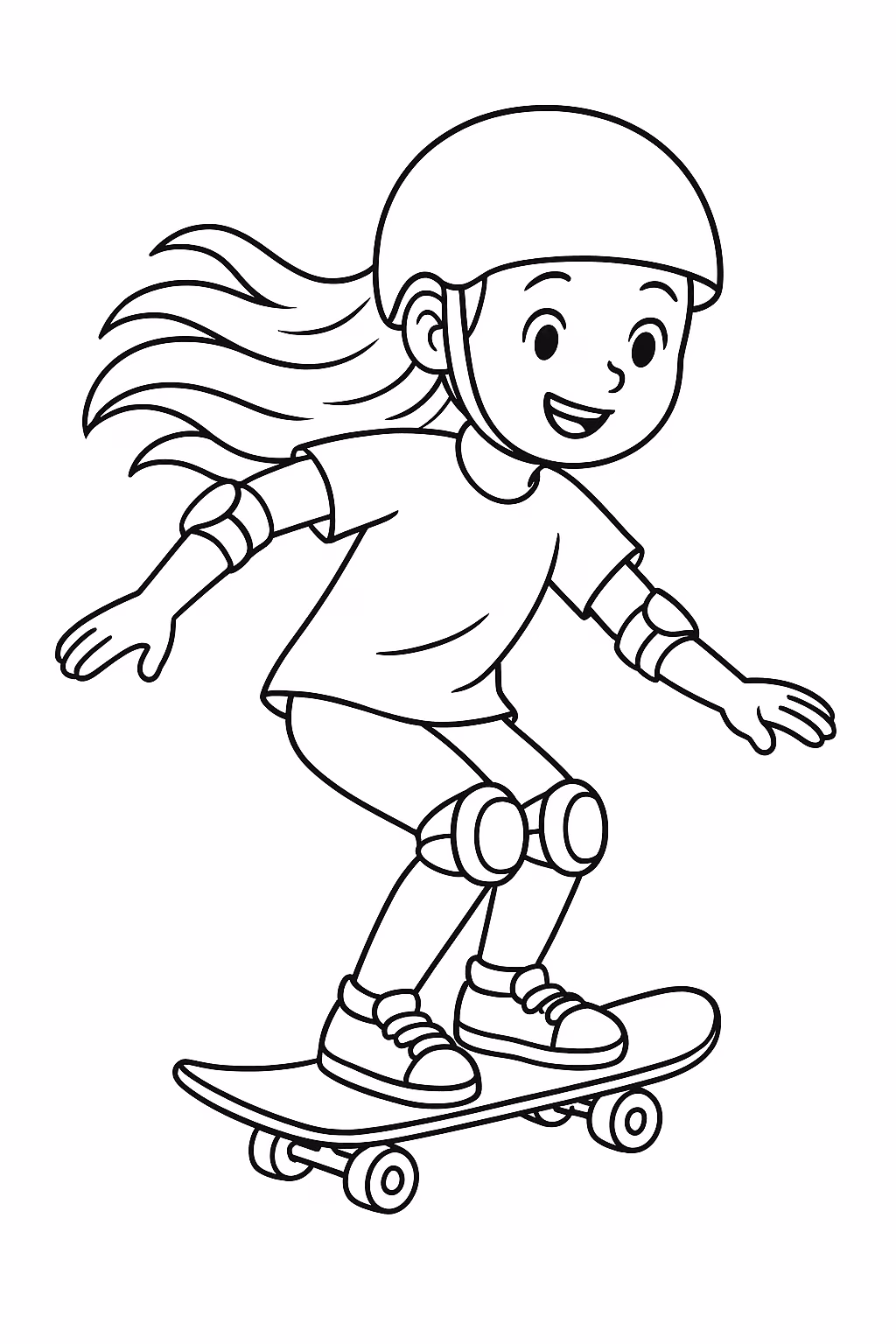 Skate menina para colorir — desenho para imprimir