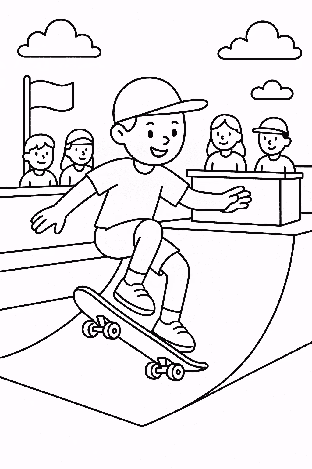 Skate competicao para colorir — desenho para imprimir