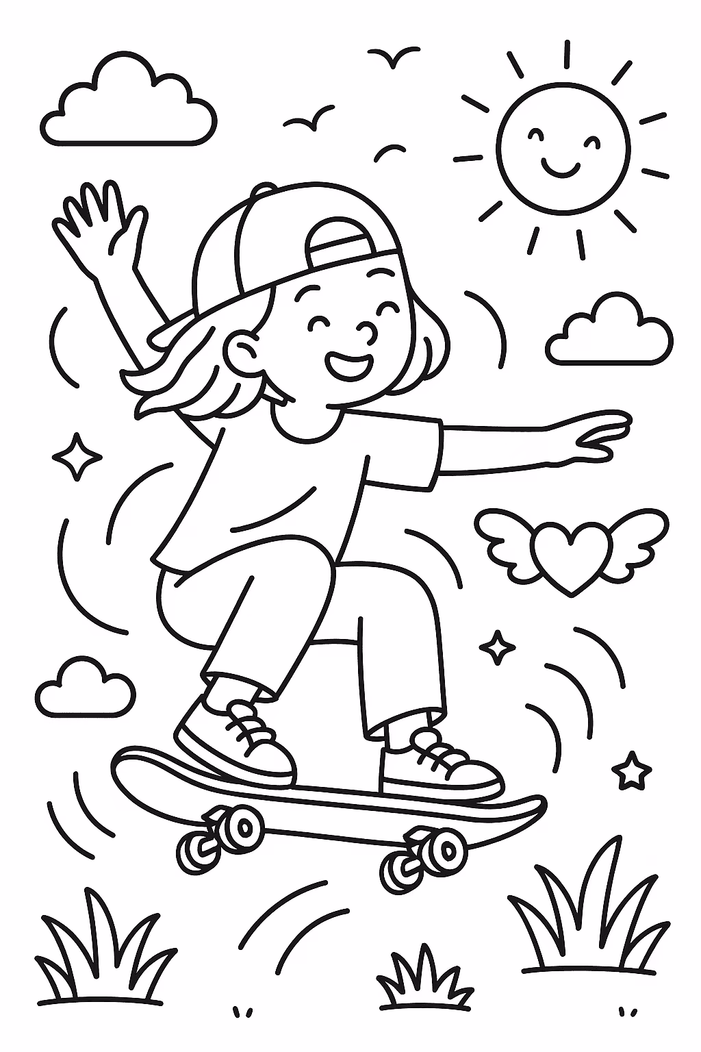 Skate liberdade para colorir — desenho para imprimir