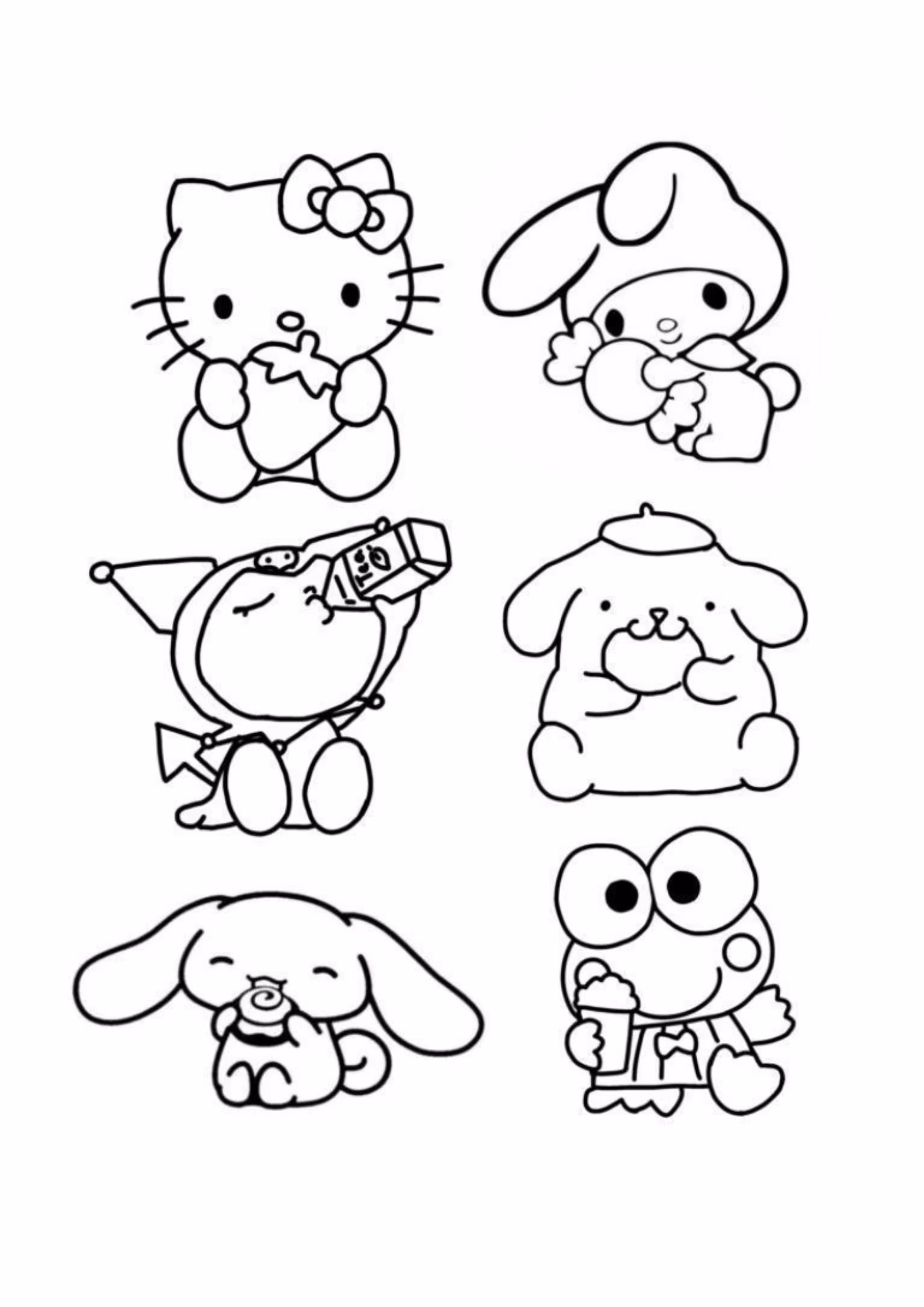 Hello kitty e para colorir — desenho para imprimir