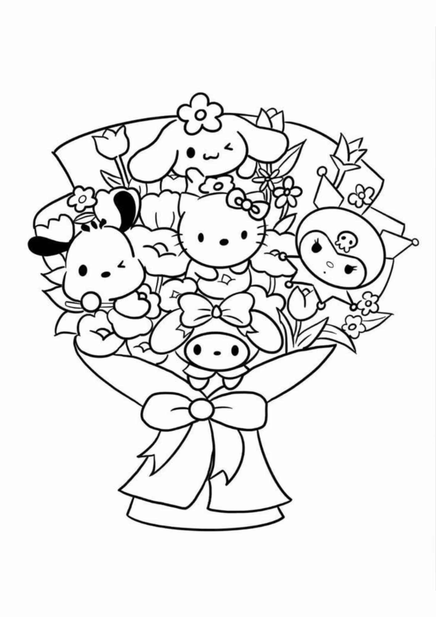 Hello kitty e para colorir — desenho para imprimir