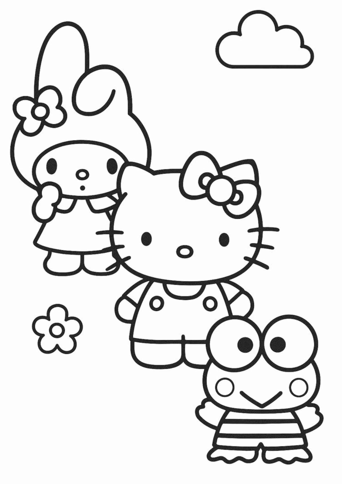 Hello kitty e para colorir — desenho para imprimir
