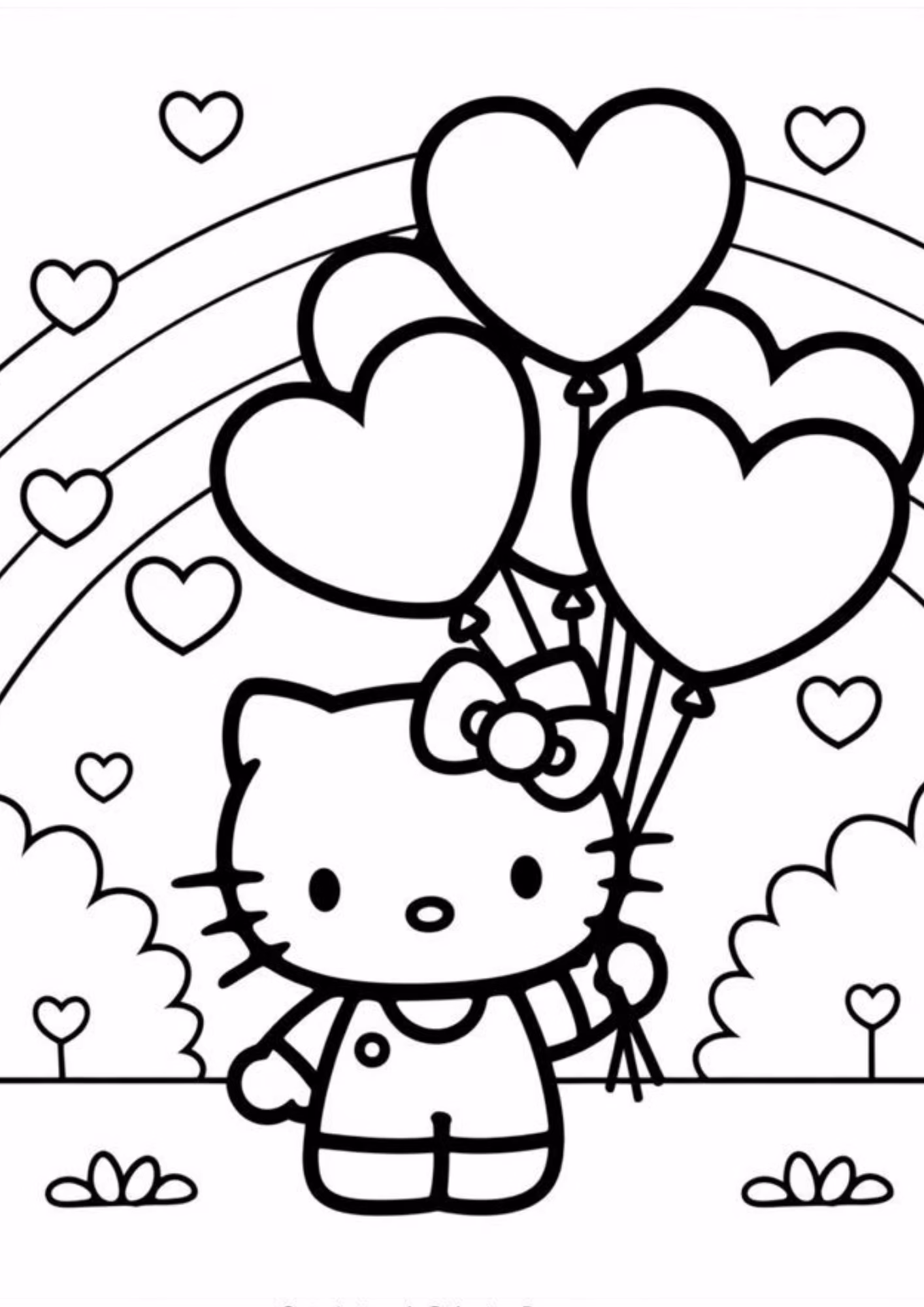 Hello kitty e para colorir — desenho para imprimir