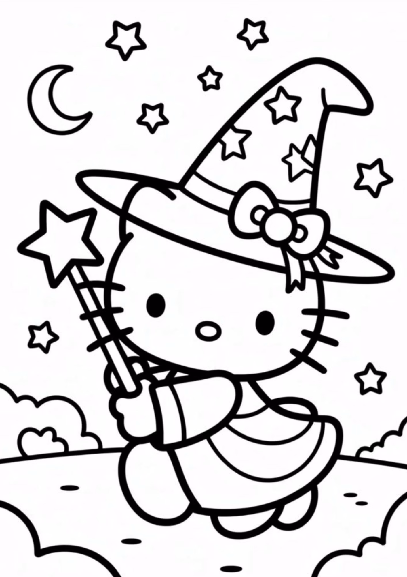 Hello kitty e para colorir — desenho para imprimir
