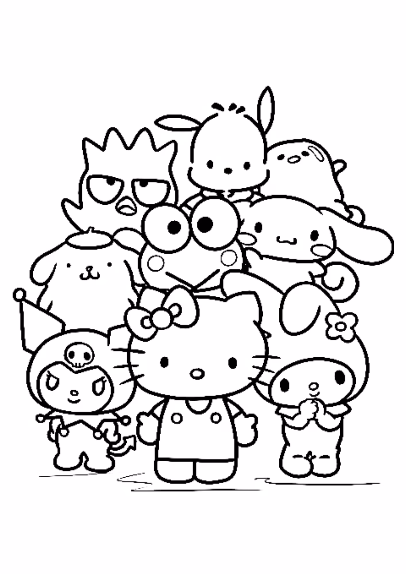 Hello kitty e para colorir — desenho para imprimir