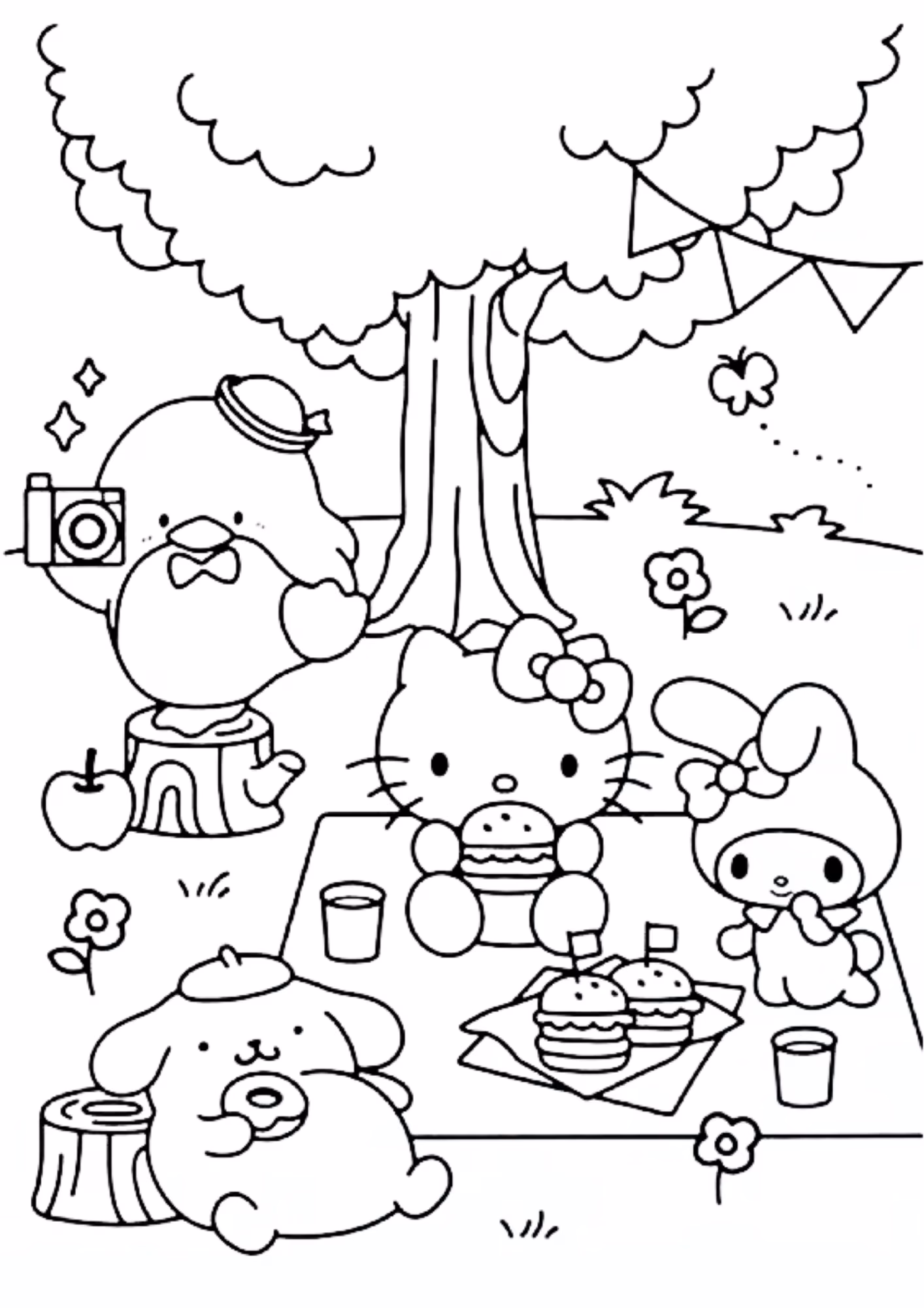 Hello kitty e para colorir — desenho para imprimir