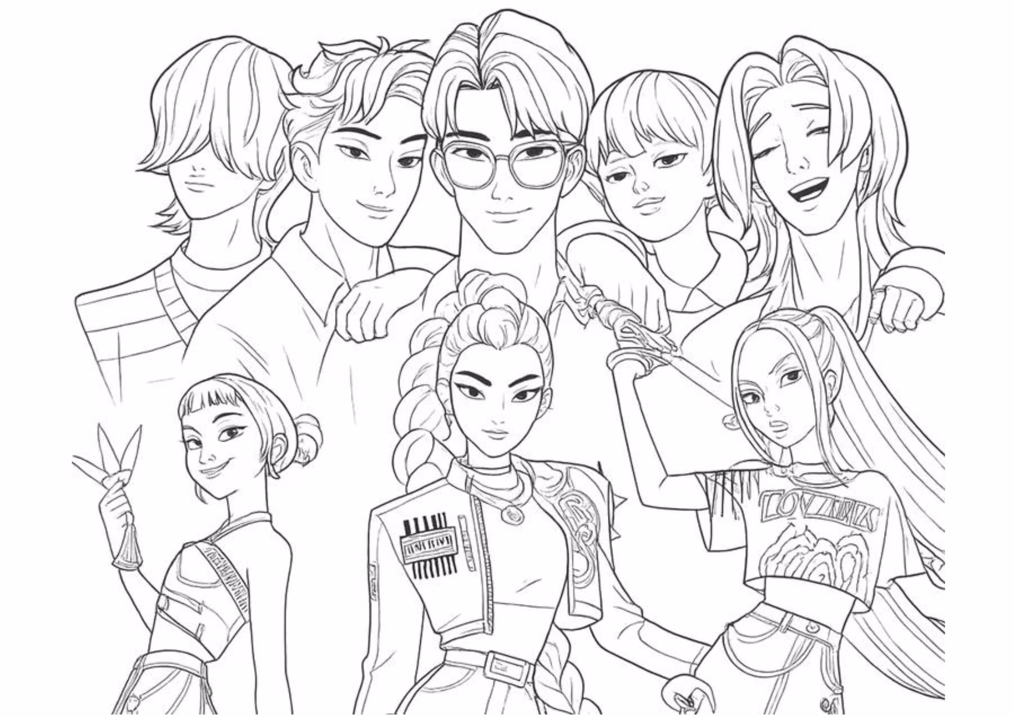 Saja boys e para colorir — desenho para imprimir